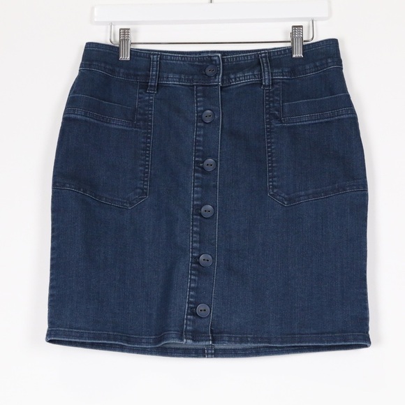 PrAna Kara Button Front Denim Skirt - Picture 1 of 8